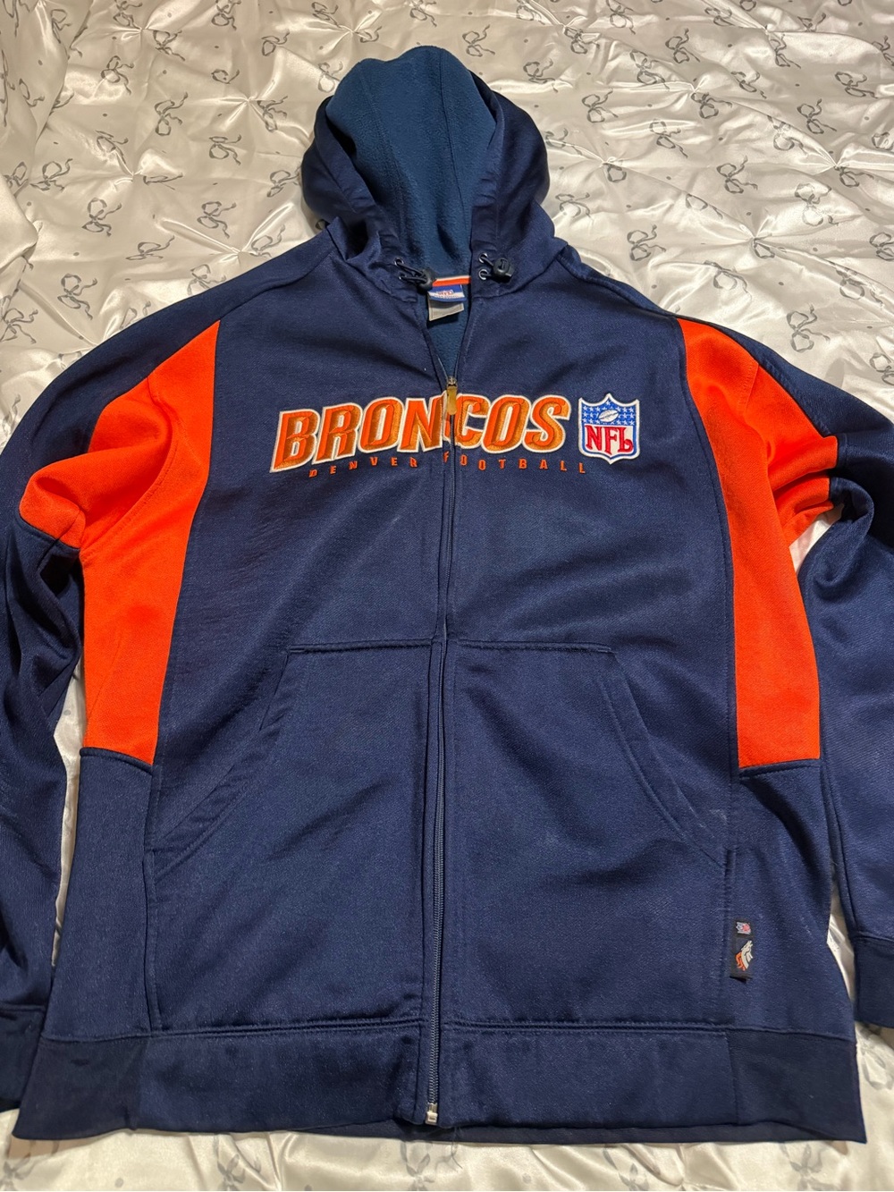 Reebok Navy & Orange Denver Broncos Hooded Zip Jacket